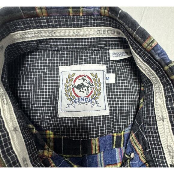 Cinch Men’s Blue Plaid Button Down Long Sleeve Shirt Western - Size M - Picture 3 of 3